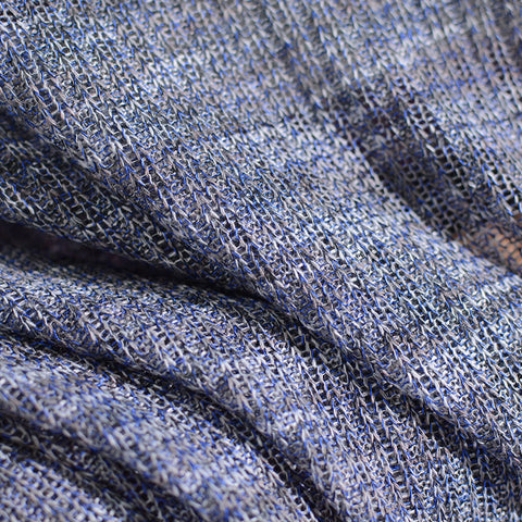 Blue Marl Rib Knit, Viscose-Poly