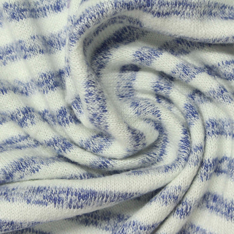 White Marled-Stripe Chunky Knit, Viscose-Poly