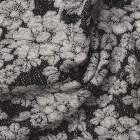 Grey Floral Interlock Knit, Cotton-Poly