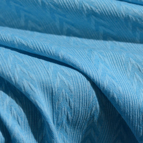 Blue Tone-on-Tone Chevron Jersey Knit, Polyester
