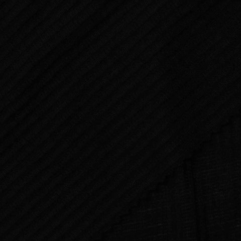 Polyester Stretch Rib Knit Fabric, 100 gsm, 125 cm — Black