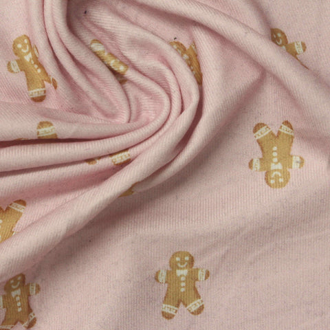 Printed Polyester Stretch Rib Knit Fabric, 240 gsm, 160 cm — Pink