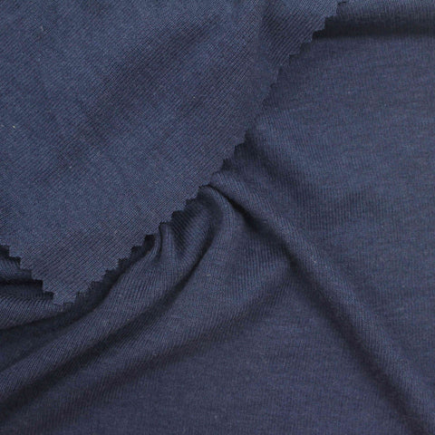 Navy Heather Rib Knit, Poly-Cotton