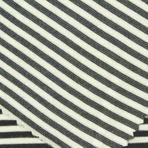 Black Horizontal-Stripe Ponte Knit, Viscose-Nylon, 285 gsm