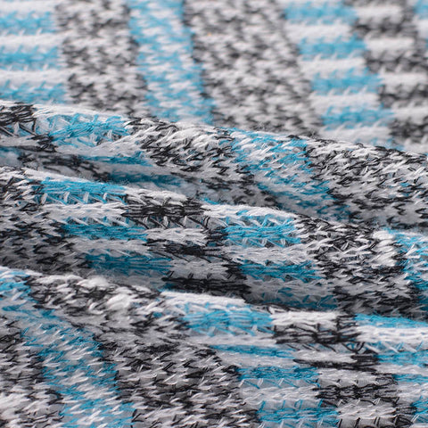 Light Blue Horizontal-Stripe Chunky Knit, Viscose