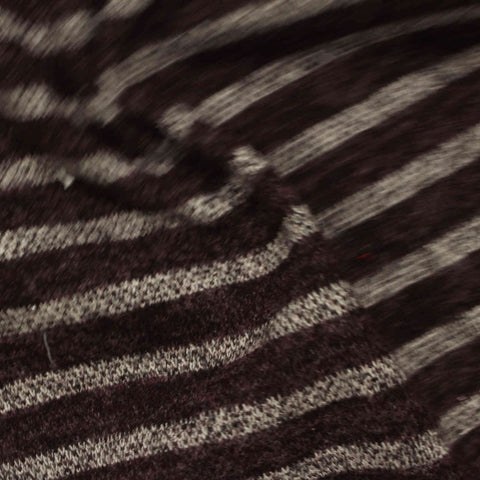 Dark Brown Horizontal-Stripe Knit, Poly-Viscose, 253 gsm