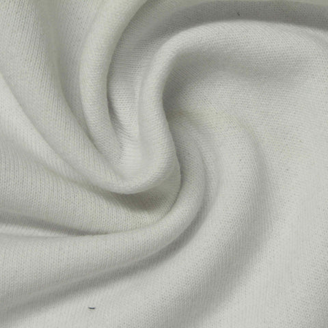 Brushed Cotton Polyester French Terry Fabric, 220 gsm, 170 cm — White