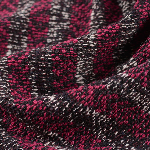Magenta Horizontal-Stripe Chunky Knit, Polyester, 350 gsm