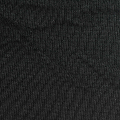 Cotton Polyester Stretch Rib Knit Fabric, 350 gsm, 137 cm — Black