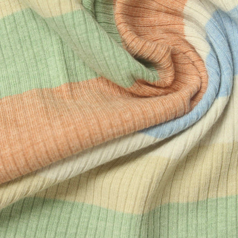 Orange Horizontal-Stripe Knit, Poly-Cotton, 280 gsm