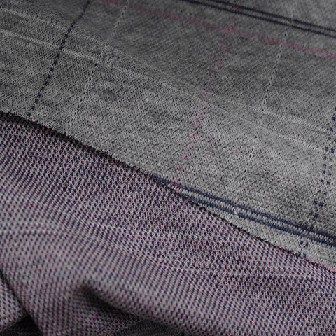 Grey Check Interlock Knit, Cotton-Modal