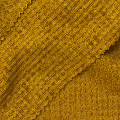 Yellow Textured Waffle Knit, Poly-Viscose