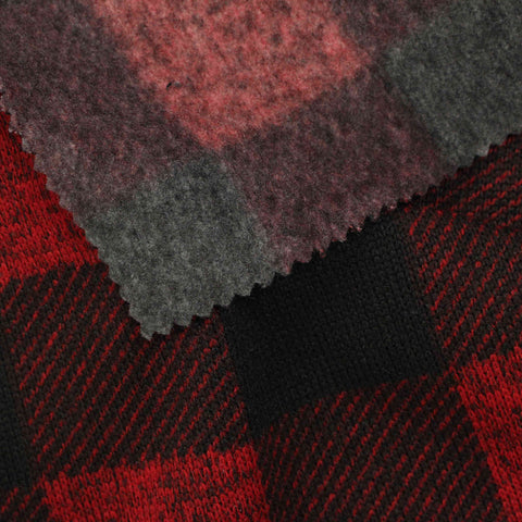 Red Plaid Chunky Knit, Polyester, 282 gsm