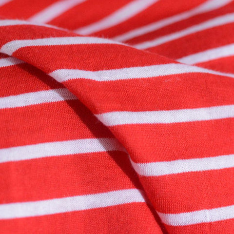 Red Horizontal-Stripe Knit, 140 gsm
