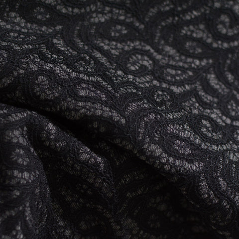 Black Floral Knit, Polyester, 200 gsm