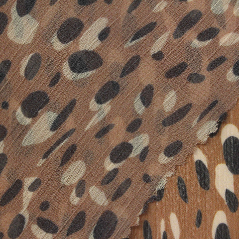 Printed 100% Polyester Chiffon Fabric, 70 gsm, 148 cm — Brown