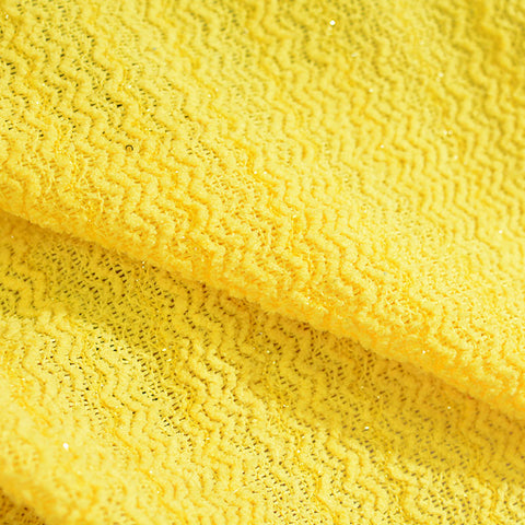 Yellow Wavy-Chevron Chunky Knit, Polyester