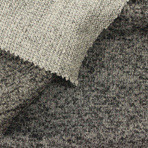 Black Marl Interlock Knit, Poly-Viscose, 350 gsm
