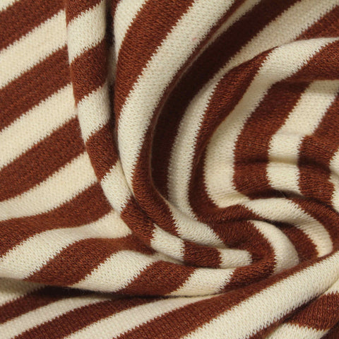 Brown Horizontal-Stripe Knit, Polyester, 330 gsm