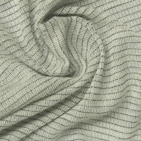 Dark Grey Horizontal-Stripe Interlock Knit, Cotton-Poly, 95 gsm