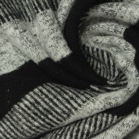 Black Horizontal-Stripe Jersey Knit, Viscose-Poly, 210 gsm, 160 cm