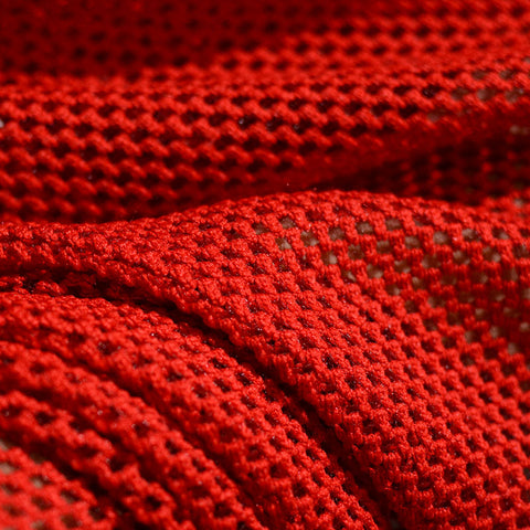 Red Geometric Chunky Knit, Polyester, 270 gsm