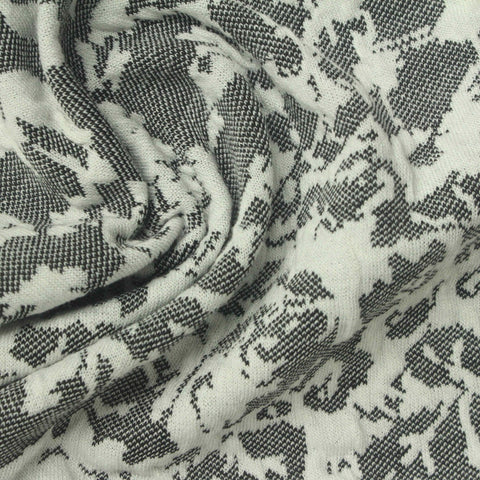 Black Abstract Interlock Knit, Poly-Viscose, 270 gsm