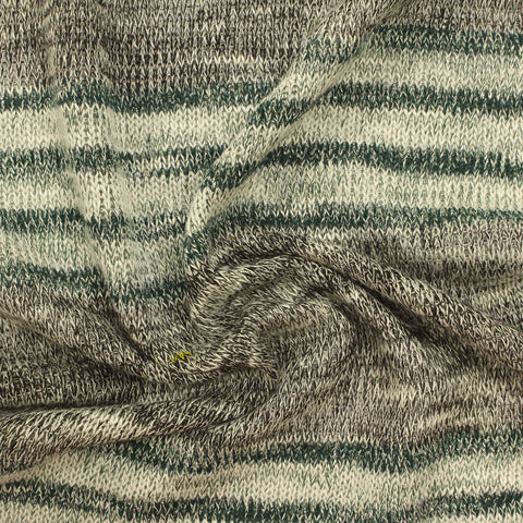 Grey Horizontal-Stripe Chunky Knit, Viscose-Poly, 152 gsm