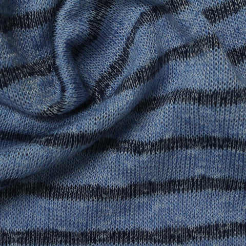 Blue Stripes Jersey Knit, Viscose-Poly