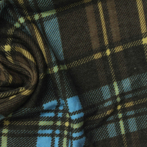 Black Plaid Jersey Knit, Viscose-Acrylic
