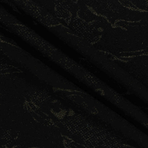 Black Tone-on-Tone Floral Jacquard, Poly-Viscose, 325 gsm