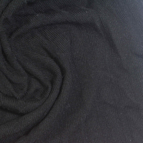 Dark Grey Herringbone Rib Knit, Poly-Viscose