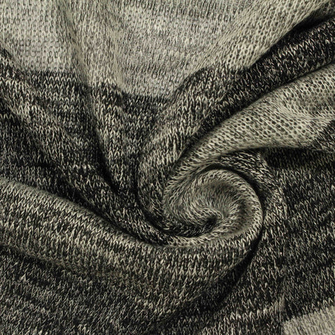 Dark Grey Horizontal-Stripe Chunky Knit, Poly-Viscose, 260 gsm