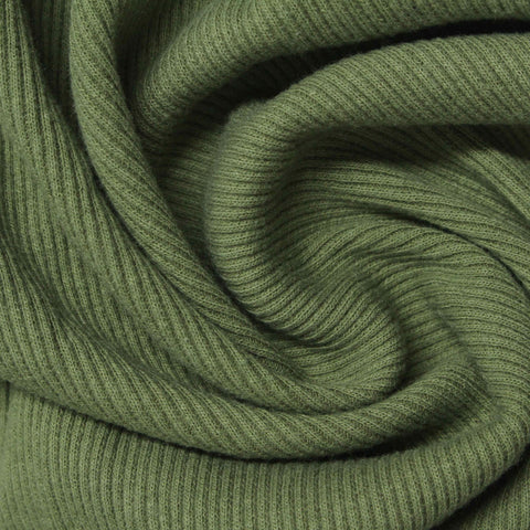 Cotton Polyester Stretch Rib Knit Fabric, 300 gsm — Green, ref EF-243933