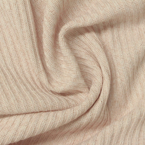 Brushed Polyester Stretch Rib Knit Fabric, 205 gsm — Beige
