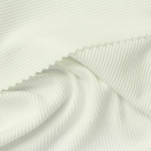 Brushed Modal Stretch Rib Knit Fabric, 260 gsm, 160 cm — White
