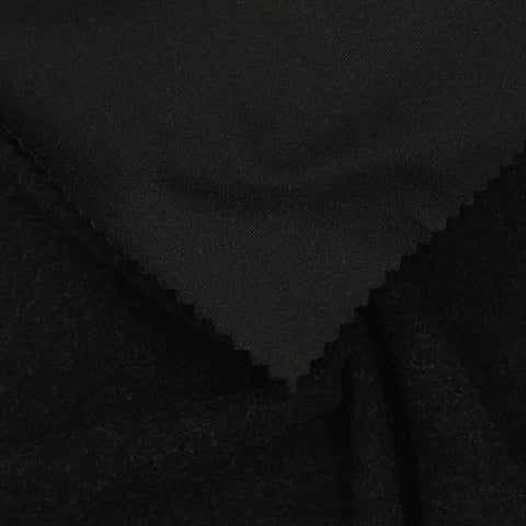 Polyester Viscose Stretch Interlock Knit Fabric, 182 gsm, 185 cm — Black