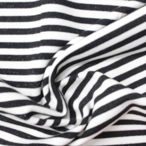 Black Horizontal-Stripe French Terry, Poly-Viscose, 274 gsm