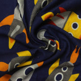 Printed Washed 100% Cotton Rib Knit Fabric, 175 gsm — Navy — photo 3