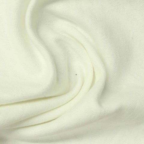 Jacquard Polyester Stretch Knit Fabric, 282 gsm, 182 cm — White