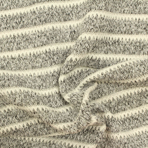 Cream Horizontal-Stripe Knit, Poly-Viscose, 362 gsm
