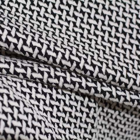 Black Geometric Interlock Knit, Poly-Cotton, 222 gsm