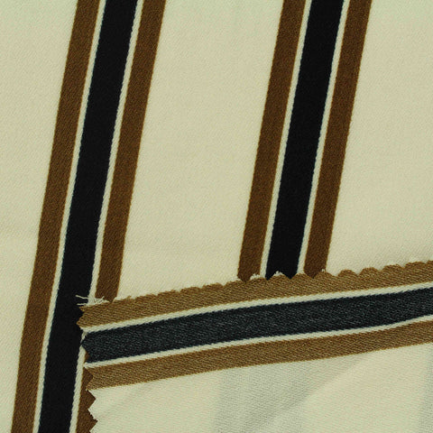 Cream Vertical-Stripe Jacquard, Polyester, 160 gsm