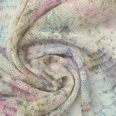 Beige Watercolor Chunky Knit, Poly-Viscose