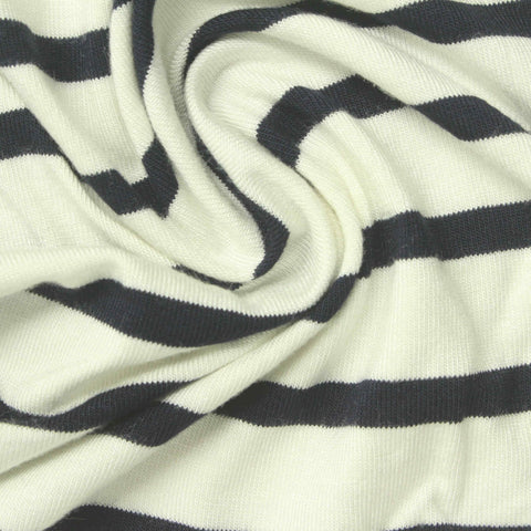 Charcoal Horizontal-Stripe Jersey Knit, Viscose