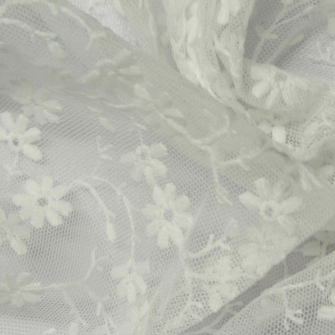 White Floral Mesh, Polyester