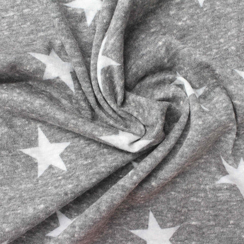 White Stars Jersey Knit, Poly-Cotton