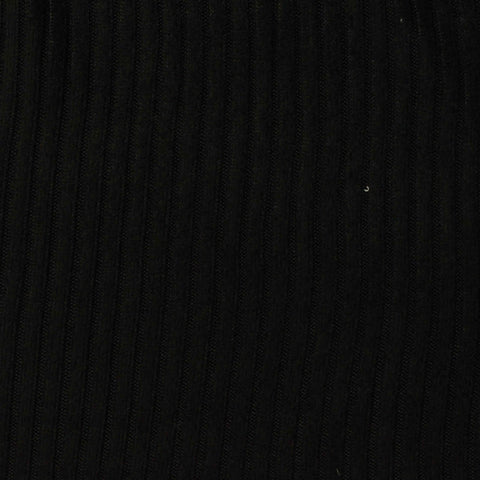 Brushed Polyester Stretch Rib Knit Fabric, 195 gsm — Black