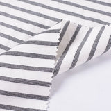White Horizontal-Stripe Ponte Knit, Viscose-Poly — photo 3