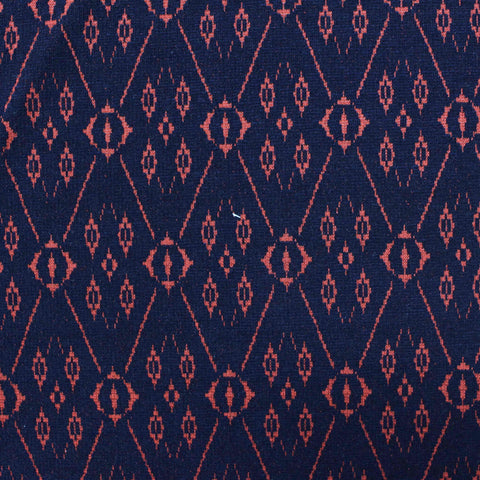 Orange-Red Geometric-Diamond Jacquard, Poly-Cotton